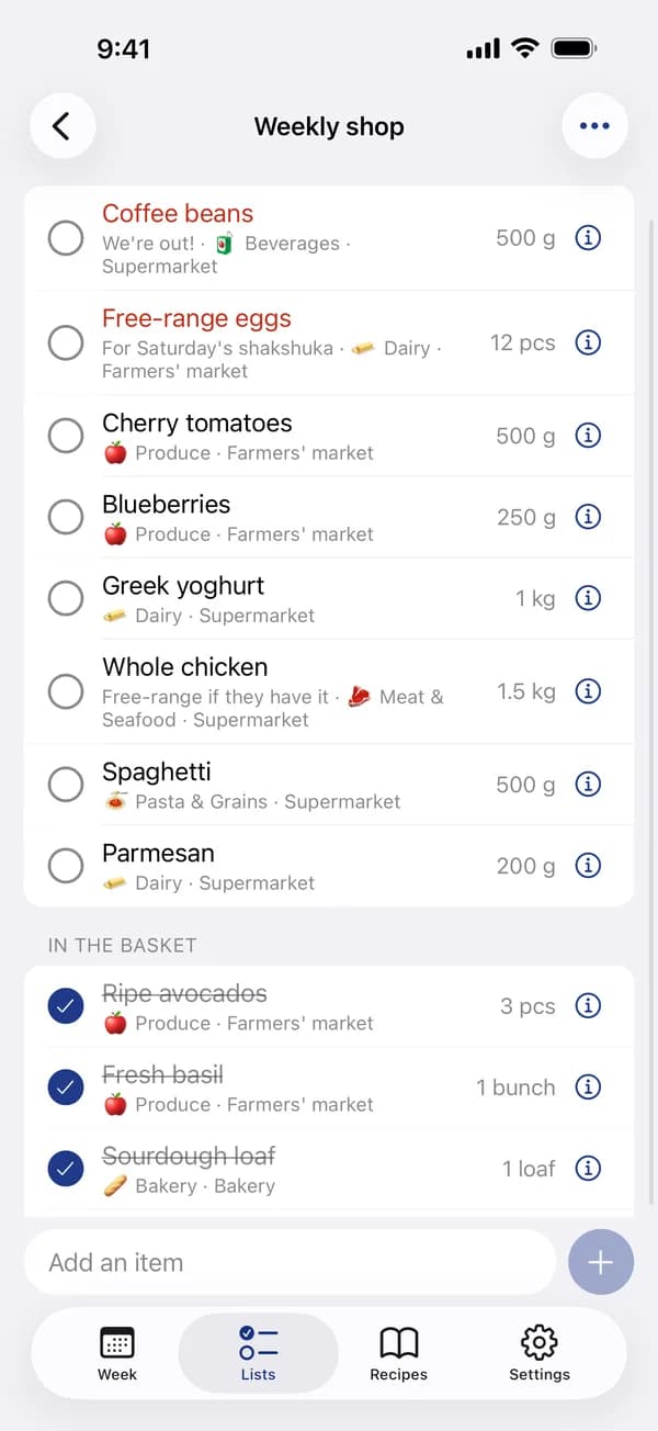 ListiMate shopping list