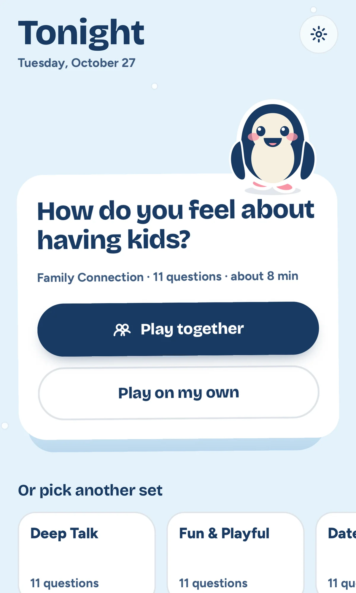 Couples Questions, tonight's question for two
