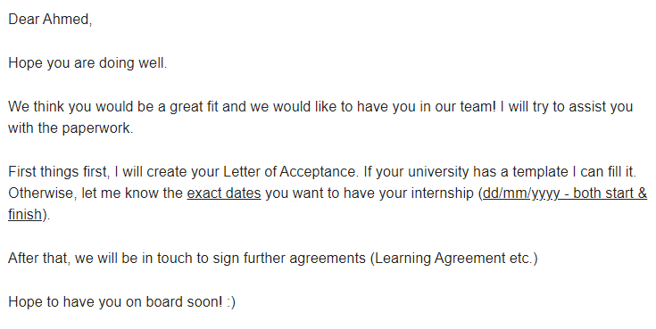 A LinkedIn post about the job acceptance.