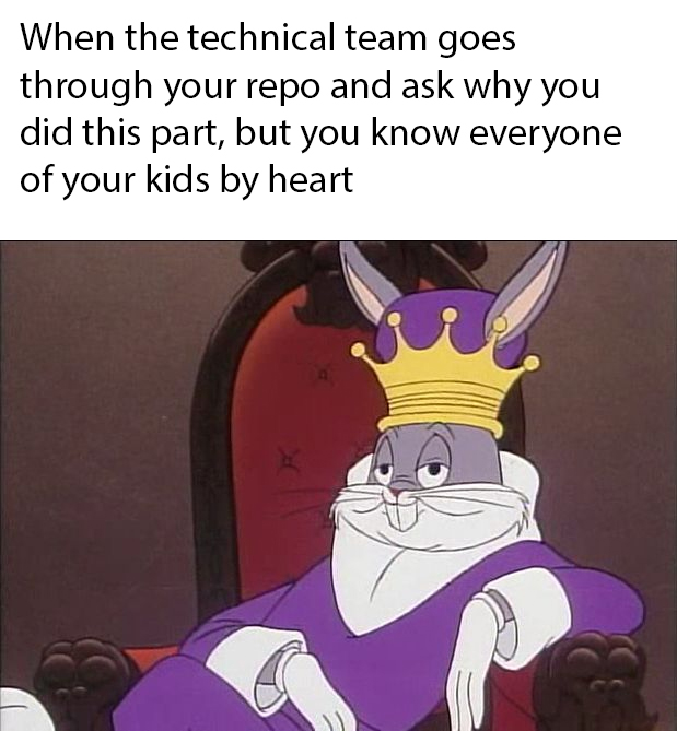 bugs bunny on a chair as a king.