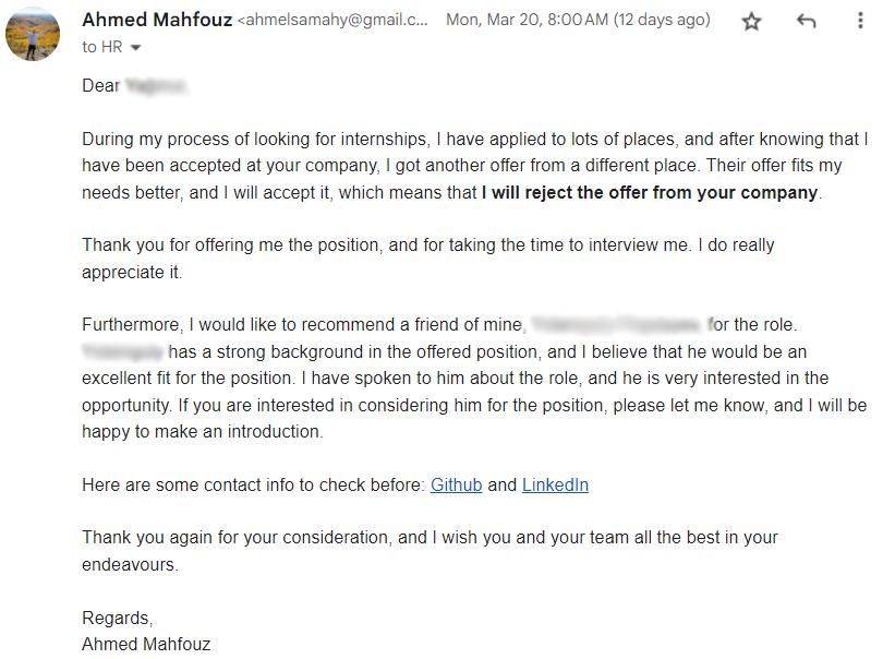 Responding to the first email.